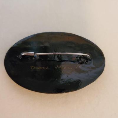 Russian Black Lacquer Troika Brooch