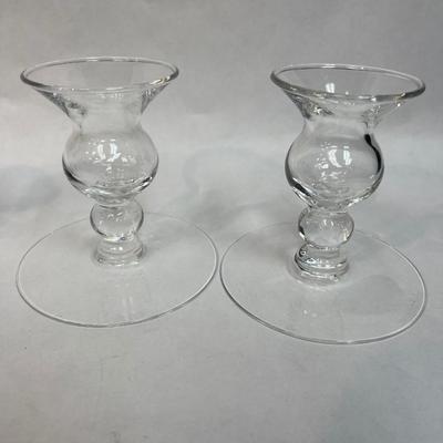 2 Pairs of Crystal Glass Candlestick Holders Mikasa