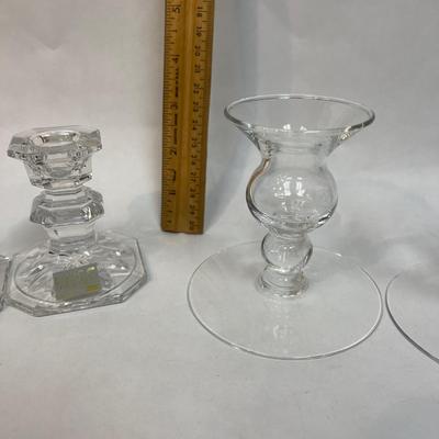 2 Pairs of Crystal Glass Candlestick Holders Mikasa