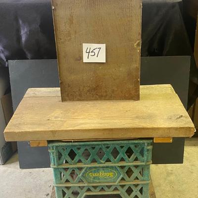 Homemade Stool on Rollers and Medicine Cabinet
