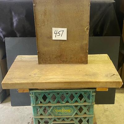 Homemade Stool on Rollers and Medicine Cabinet
