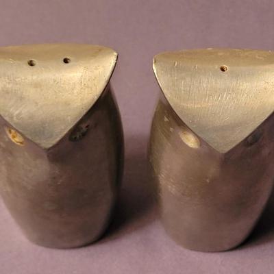 Mid Century Danish TOWLE Pewter Owl Salt & Pepper Shakers