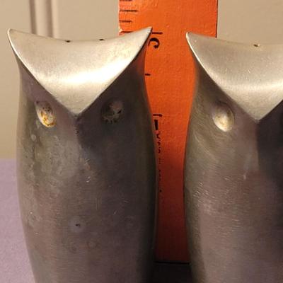 Mid Century Danish TOWLE Pewter Owl Salt & Pepper Shakers