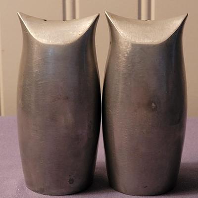 Mid Century Danish TOWLE Pewter Owl Salt & Pepper Shakers