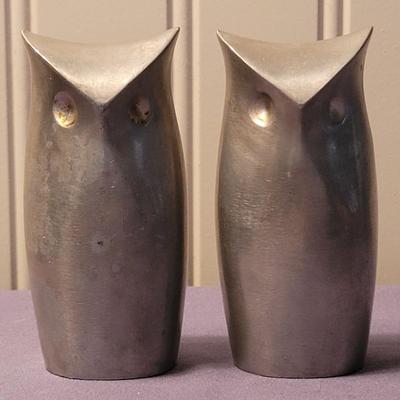 Mid Century Danish TOWLE Pewter Owl Salt & Pepper Shakers