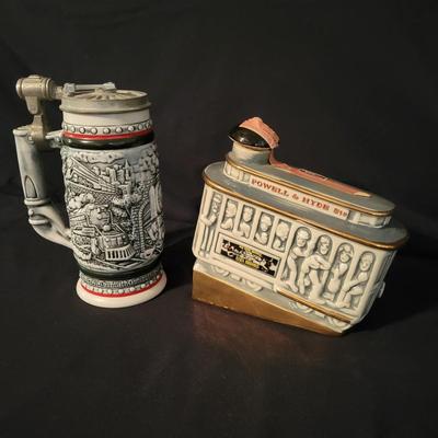 Avon Orient Express Beer Stein & an Ezra Bros Ceramic Whiskey Container (LR-DW)