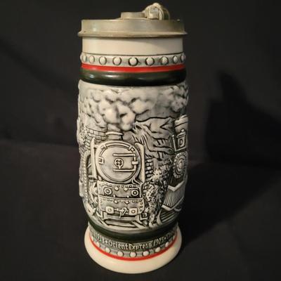 Avon Orient Express Beer Stein & an Ezra Bros Ceramic Whiskey Container (LR-DW)