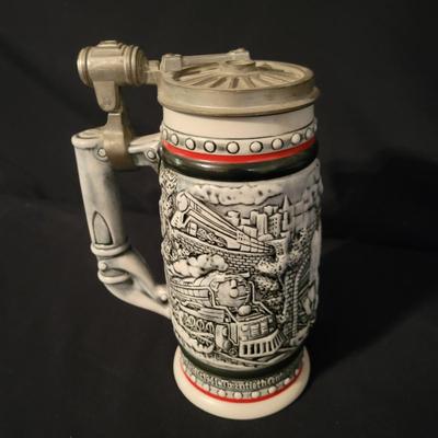 Avon Orient Express Beer Stein & an Ezra Bros Ceramic Whiskey Container (LR-DW)