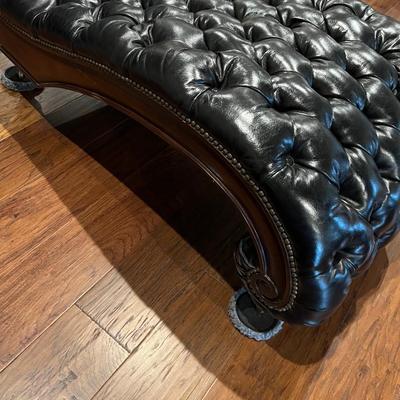 Henredon Button Tufted Leather Chaise (B2-RG)