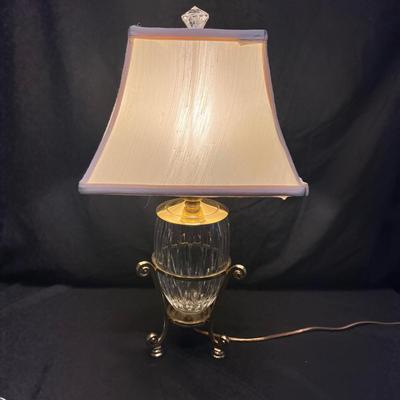 Glass & Brass Lamp Plus Glass Clock and a Paperweight (B2-RG)