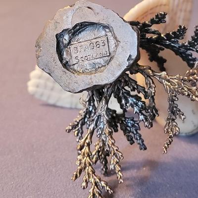 Border Fine Arts Owl on Pewter Tree Branch Base Made in Scotland
