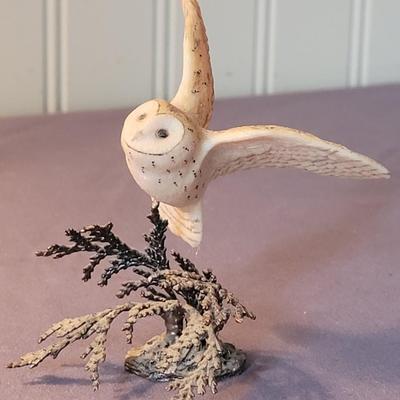 Border Fine Arts Owl on Pewter Tree Branch Base Made in Scotland