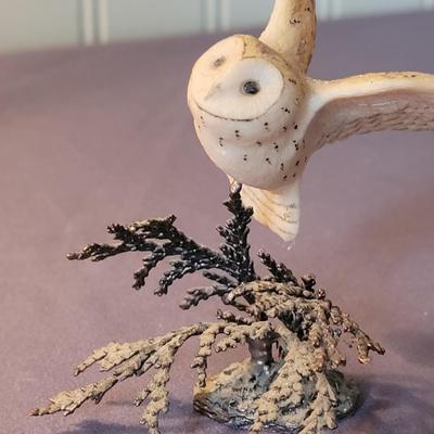 Border Fine Arts Owl on Pewter Tree Branch Base Made in Scotland
