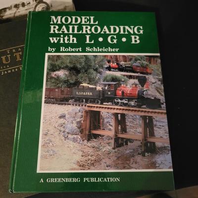 Assortment of Train Books and Decor Items (LR-DW)