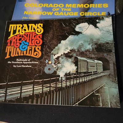 Assortment of Train Books and Decor Items (LR-DW)