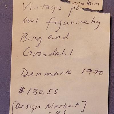 1970 Danish Copenhagen Bing & Grondahl Porcelain Great Horned Owl