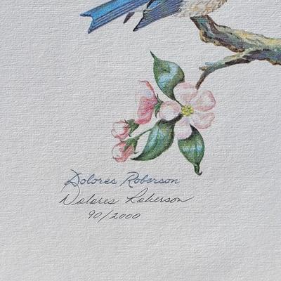 Signed Delores Roberson 'Eastern Bluebird' #90/2000 Lithograph