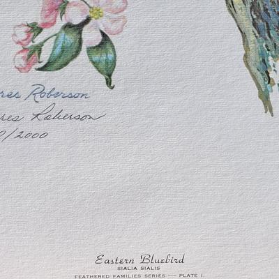 Signed Delores Roberson 'Eastern Bluebird' #90/2000 Lithograph