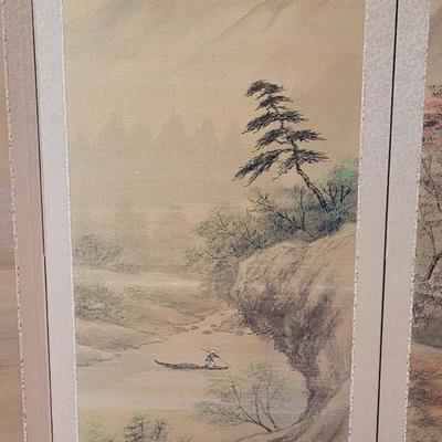 Vintage Handpainted 4 Seasons Silk Screen
