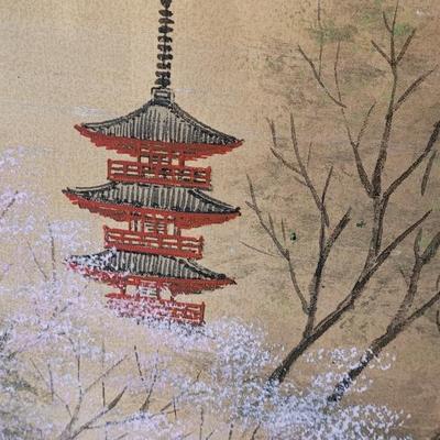 Vintage Handpainted 4 Seasons Silk Screen