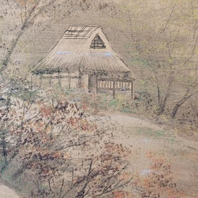 Vintage Handpainted 4 Seasons Silk Screen