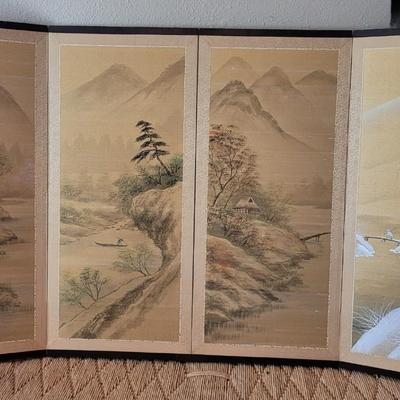 Vintage Handpainted 4 Seasons Silk Screen
