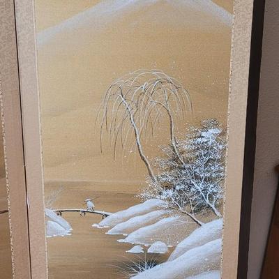 Vintage Handpainted 4 Seasons Silk Screen