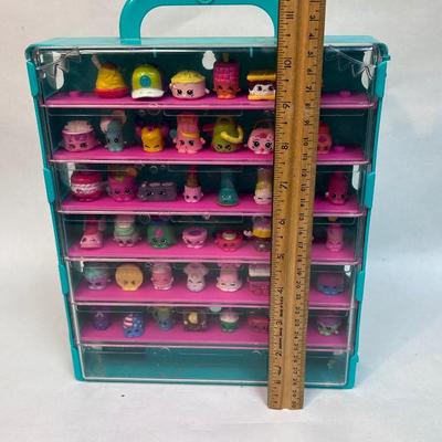 Shopkins Hangable Carry Display Case with Removeable Shelves and Almost Full of Figures