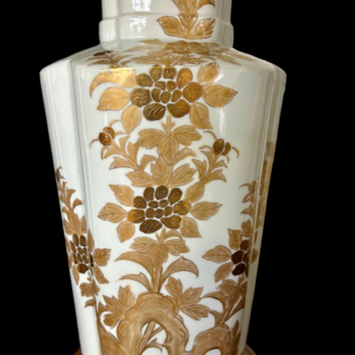 Vintage Asian Porcelain  Lamp with Custom Morlee Silk Shade