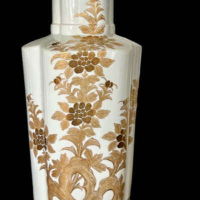 Vintage Asian Porcelain  Lamp with Custom Morlee Silk Shade