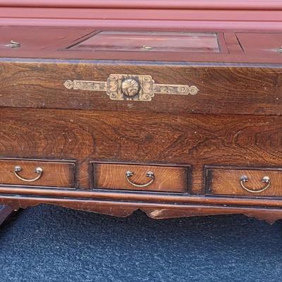 Antique/Vintage Korean Hibachi Coffee Table with 3 Drawers and 3 Copper Trays