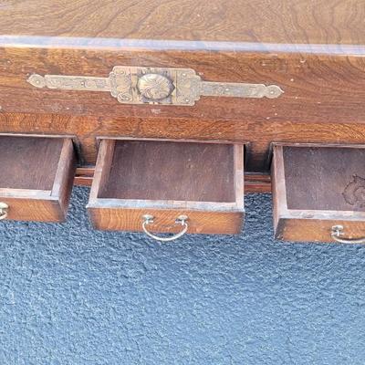 Antique/Vintage Korean Hibachi Coffee Table with 3 Drawers and 3 Copper Trays