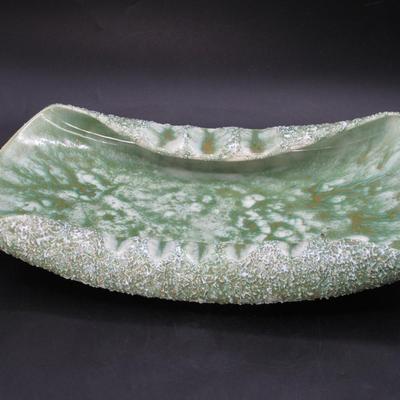 MCM Midcentury Textured Crystalline Ceramic California Pottery Console Art Bowl Ashtray Signed Artist Ro Shep