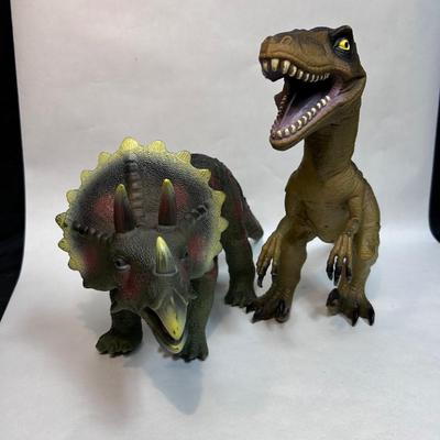 Large Soft Plastic Dinosaur Imagination Play Triceratops & Velociraptor