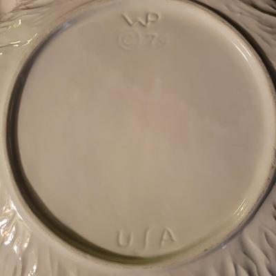 Whittier Pottery Chip Plate, Brass Candleholder & Candle, & Metal Serving Dish (DR-DW)