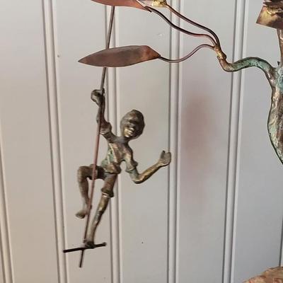 BijÃ¡n Swinging Boy Copper Whimsical Sculpture