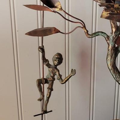 BijÃ¡n Swinging Boy Copper Whimsical Sculpture