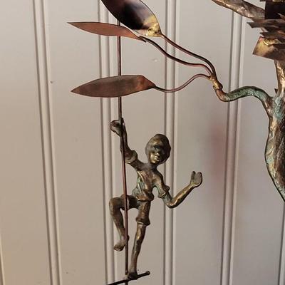 BijÃ¡n Swinging Boy Copper Whimsical Sculpture