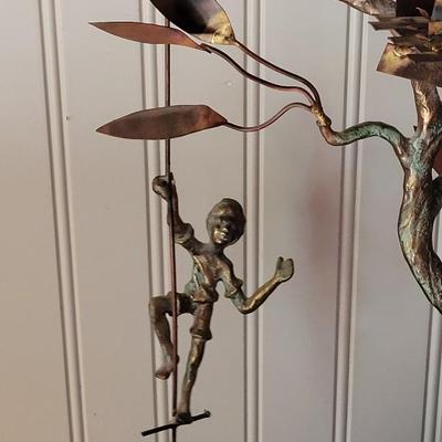 BijÃ¡n Swinging Boy Copper Whimsical Sculpture