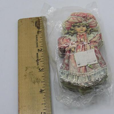 Unopened Retro Small Paper Crafting Cardboard Cut Out Little Girl Dolls