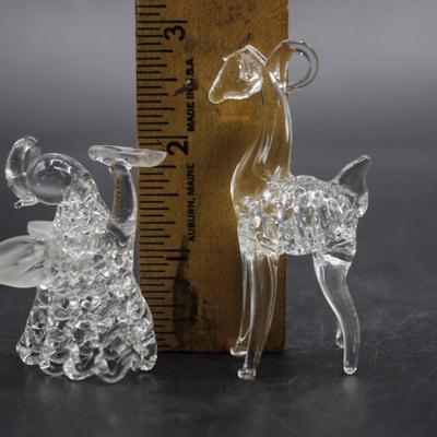 Minature Twisted Art Glass Figurines Winged Angel & Reindeer Animal