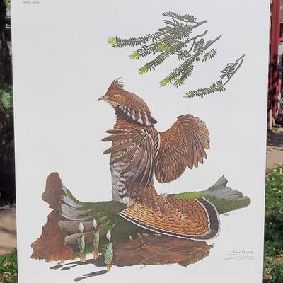 Signed Ray Harm 'Ruffed Grouse' Lithograph