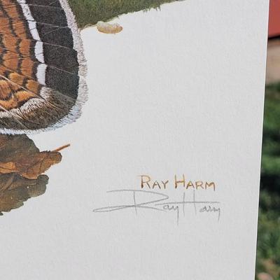 Signed Ray Harm 'Ruffed Grouse' Lithograph