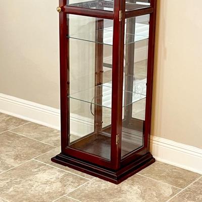 Lighted Mirrored Cherry Curio Cabinet