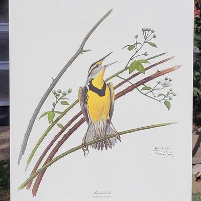 Signed Ray Harm 'Meadowlark' Lithograph