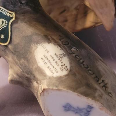 Golden Crown E&R KAISER 'Long Eared Owl' 1975 West Germany Porcelain Limited Edition #290/1500 Figurine