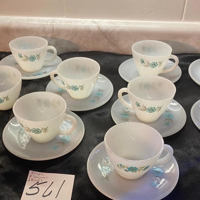 FireKing Bonnet Blue Cups, Saucers and Bowls