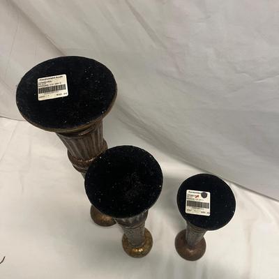 Trio of Embossed Metal Interlude â€˜Mystiqueâ€™ Candleholders (B2-MG)