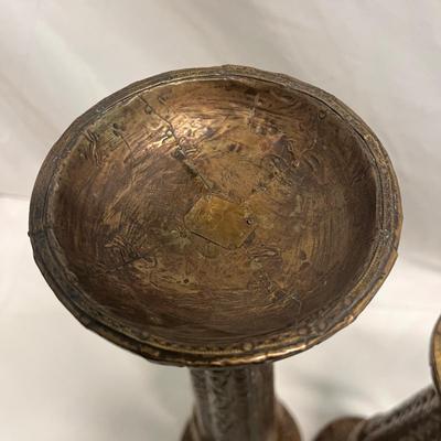 Trio of Embossed Metal Interlude â€˜Mystiqueâ€™ Candleholders (B2-MG)