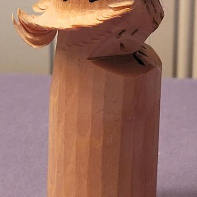 Small Handpainted Carved Wood Owl